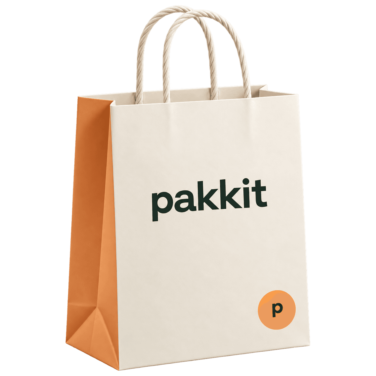 Cream and orange Pakkit paper shopping bag