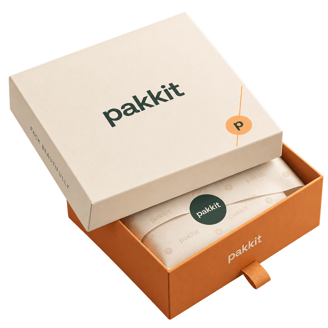 Cream and orange Pakkit keepsake presentation box